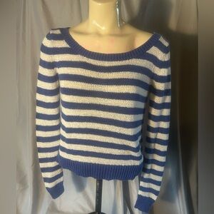 American Eagle Outfitters Navy and White Knit sweater